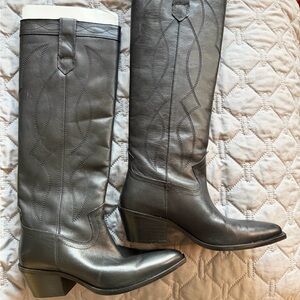 Stylish Black Leather Knee-High Boots ZARA size 36 which equals US 5.5 or 6